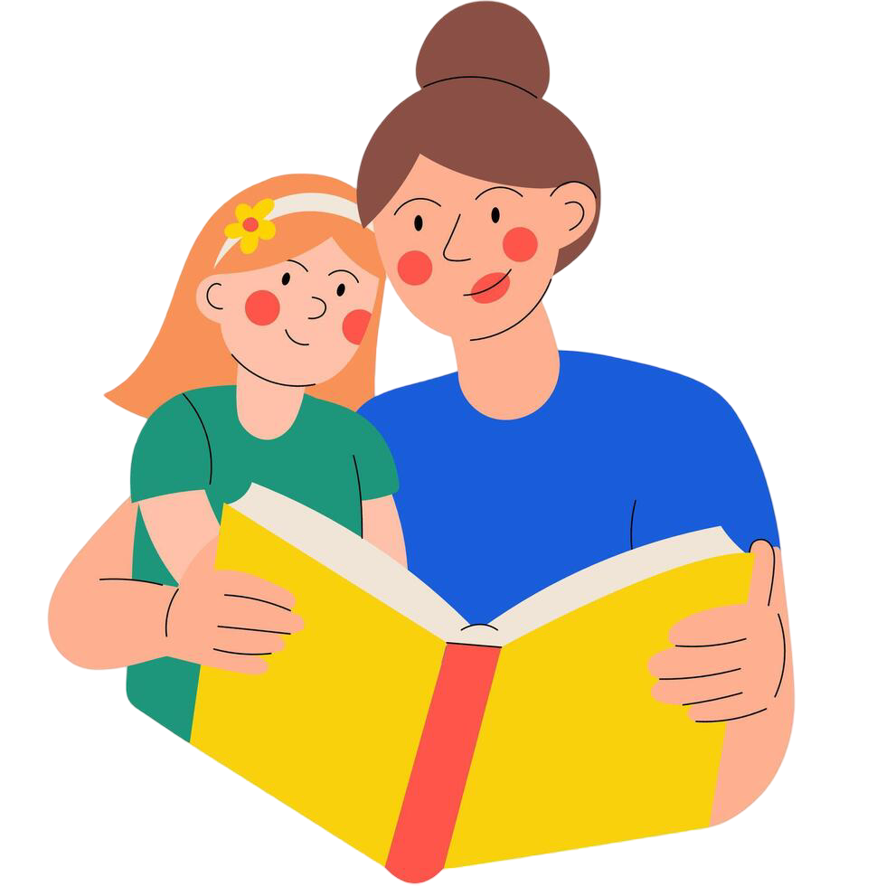 Mutter liest mit Tochter